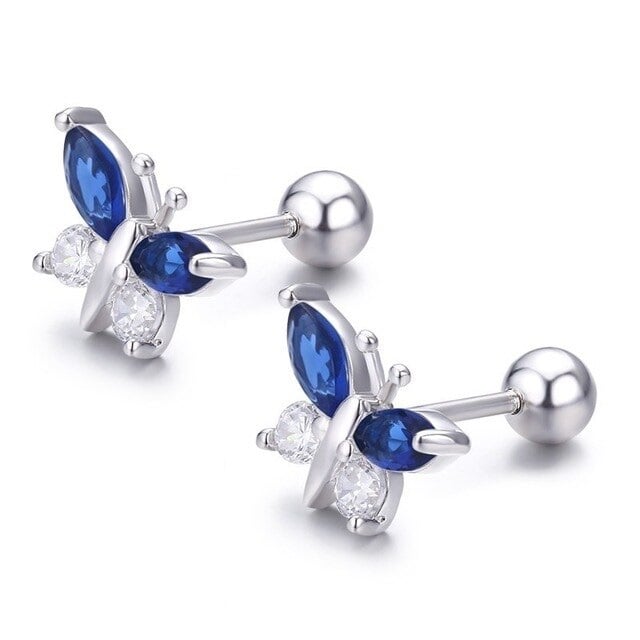 Boucles D'oreille Argent 925 Hypoallergéniques - Motifs Mignons (rose, Papillon, Cœur…), Tige 6mm, Plaqué Or Ou Argent