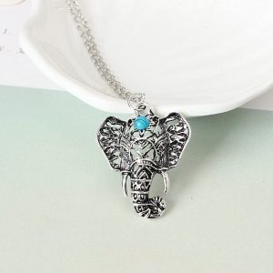 Collier Pendentif Dragon éléphant – Argent 925 Et Turquoise – East Oasis – Occasion