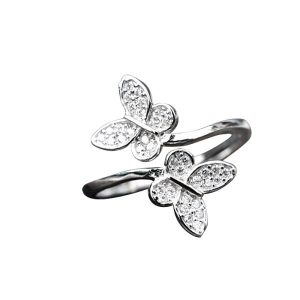 Bague Papillon Argent 925 Avec Zircone - Taille Ajustable (5.5-8), Design Délicat, Cadeau Anniversaire Ou Saint-Valentin