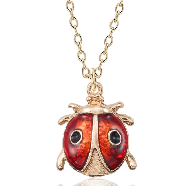Collier Pendentif Coccinelle ENSIANTH - Chaîne 43 Cm + Extension, Acier Inoxydable, Cadeau Porte-bonheur