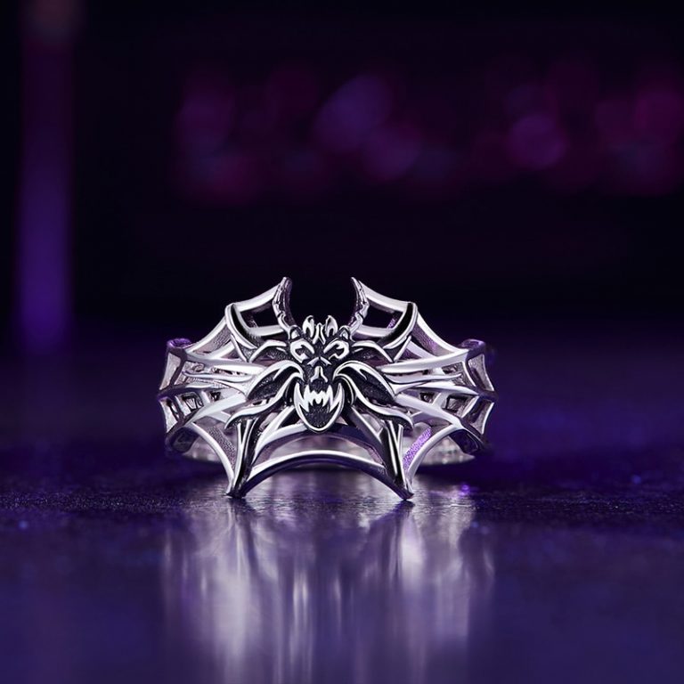 Bague Araignée Rouge En Argent Sterling 925 Gothique - Fait Main En Thaïlande, Taille Moyenne, Unisexe, Garantie